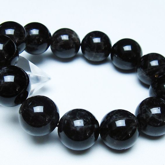 モリオン 純天然 黒水晶 ブレスレット 18mm [t112-7871]