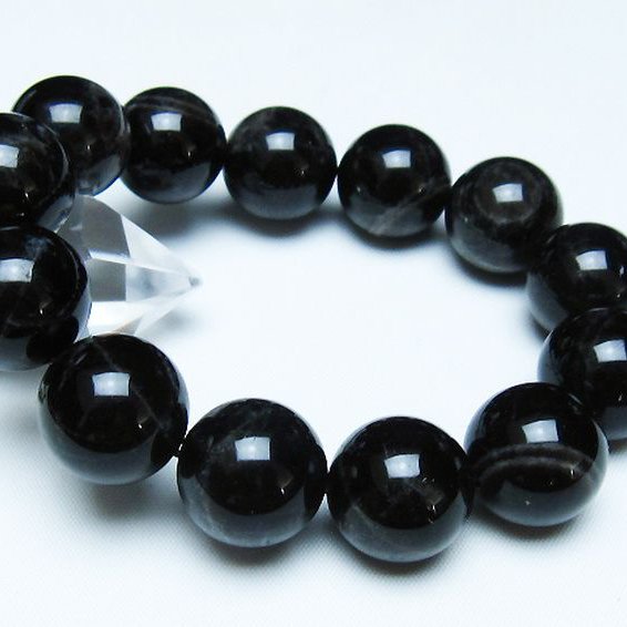 モリオン 純天然 黒水晶 ブレスレット 18mm [t112-7874]