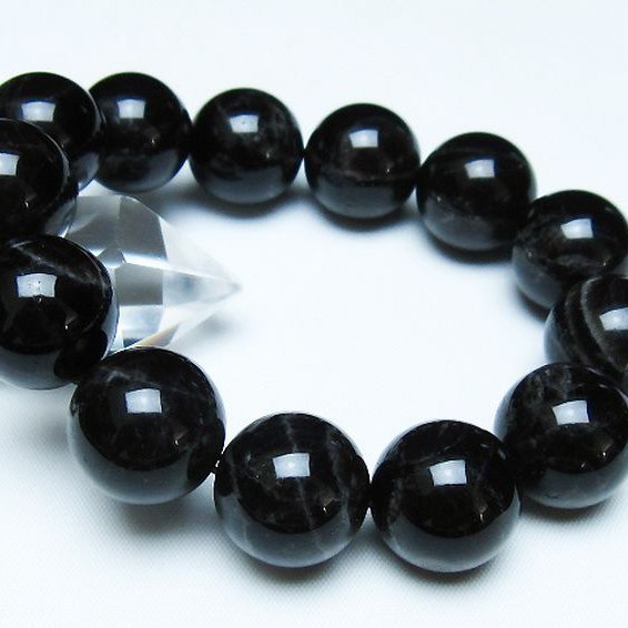 モリオン 純天然 黒水晶 ブレスレット 18mm [t112-7887]