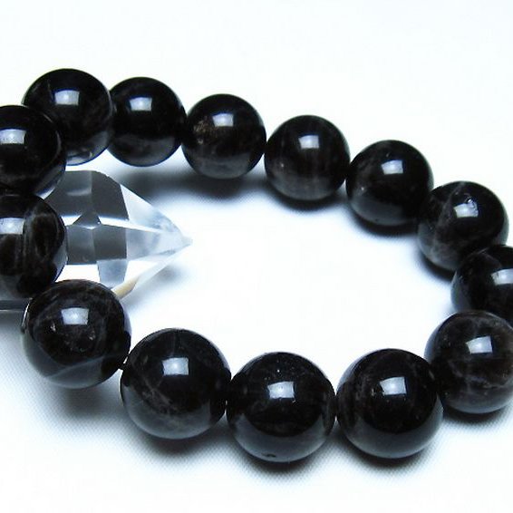 モリオン 純天然 黒水晶 ブレスレット 16mm [t112-8122]