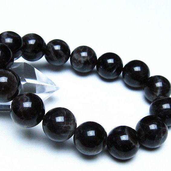 モリオン 純天然 黒水晶 ブレスレット 14mm [t112-8129]