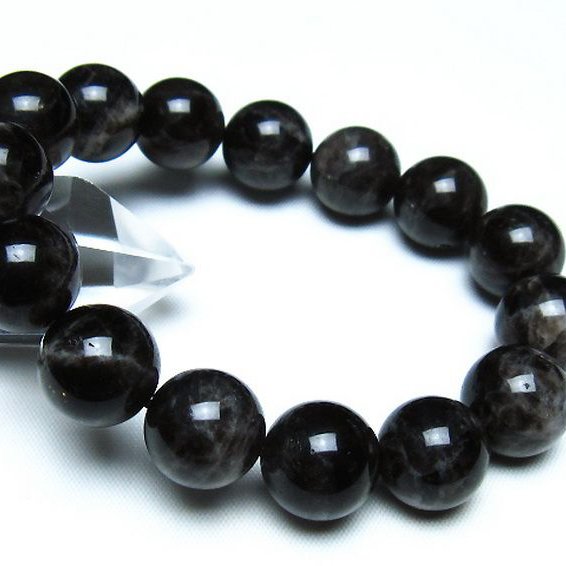 モリオン 純天然 黒水晶 ブレスレット 14mm [t112-8137]