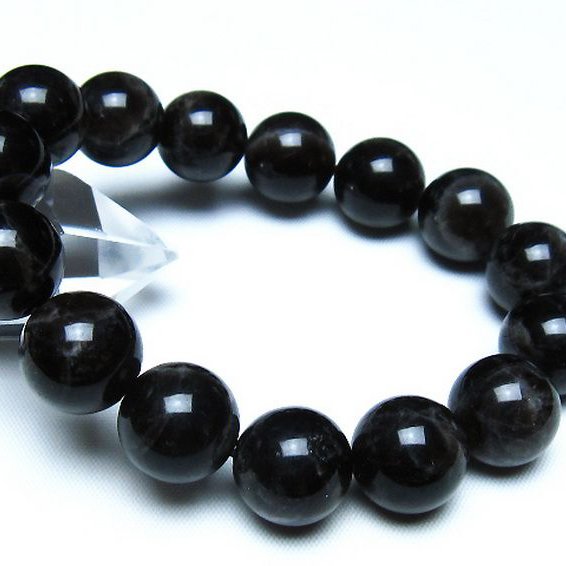 モリオン 純天然 黒水晶 ブレスレット 14mm [t112-8146]