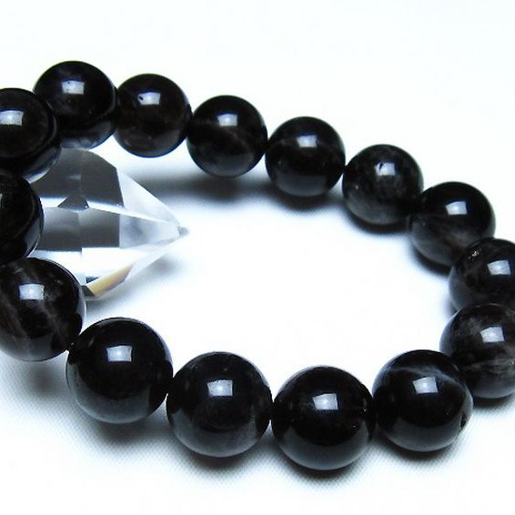 モリオン 純天然 黒水晶 ブレスレット 14mm [t112-8152]