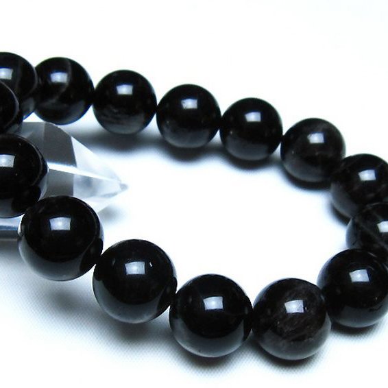 モリオン 純天然 黒水晶 ブレスレット 14mm [t112-8173]