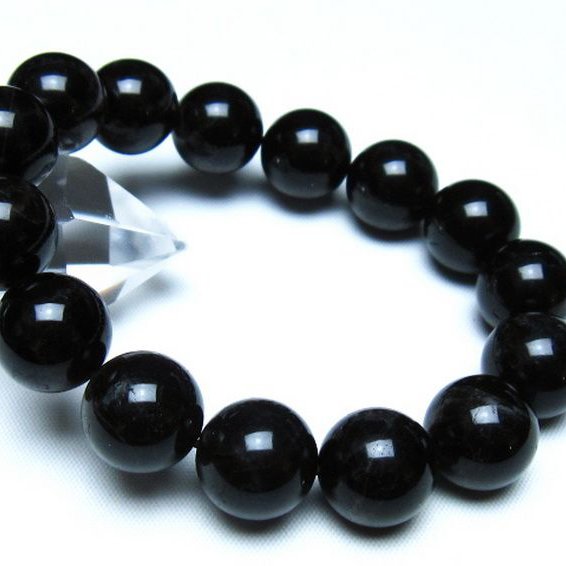 モリオン 純天然 黒水晶 ブレスレット 14mm [t112-8210]