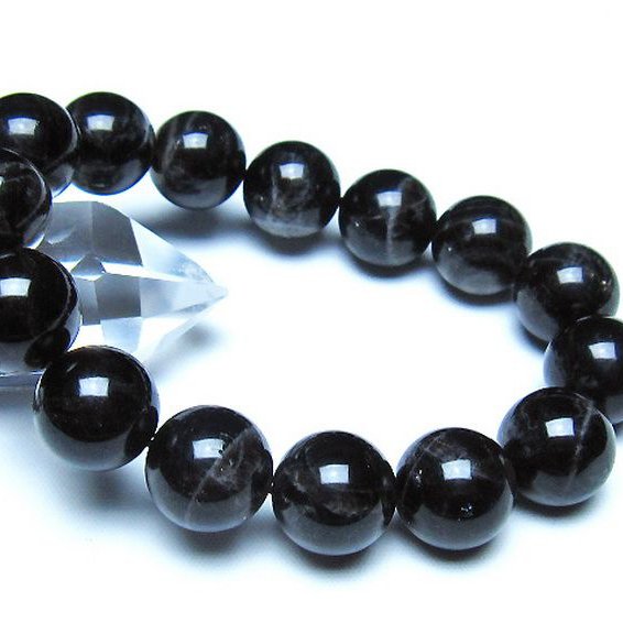 モリオン 純天然 黒水晶 ブレスレット 14mm [t112-8267]