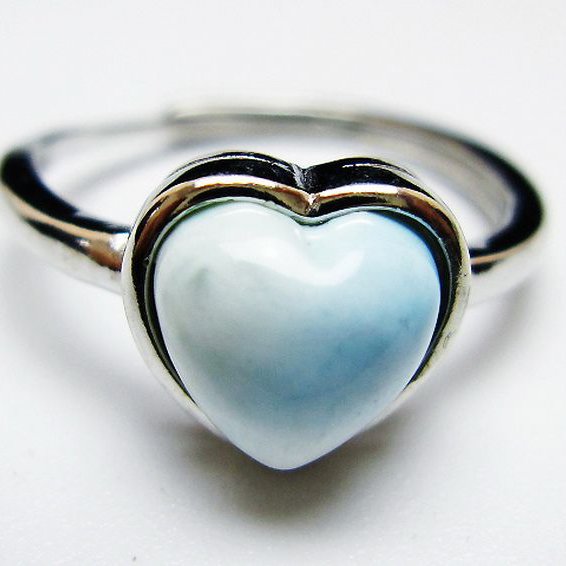 ラリマーハート 指輪 (16号) [t113-12992]