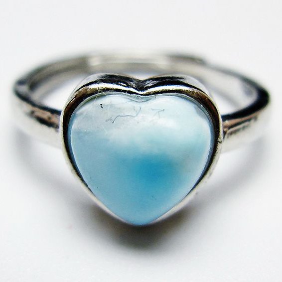 ラリマーハート 指輪 (11号)[T113-13127]