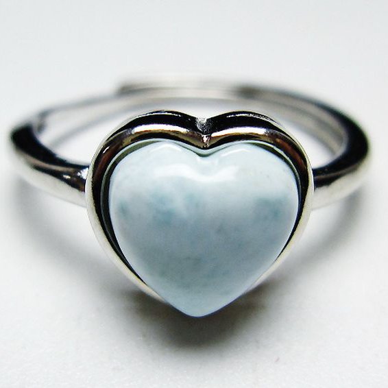 ラリマーハート 指輪 (16号)[T113-13173]