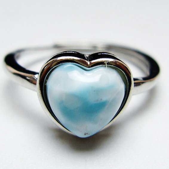 ラリマーハート 指輪 (16号) [t113-13310]