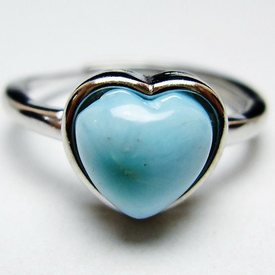 ラリマーハート 指輪 (16号) [t113-13344]