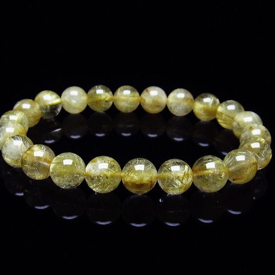 ゴールドタイチンルチル ブレスレット 8mm [T116-11775]