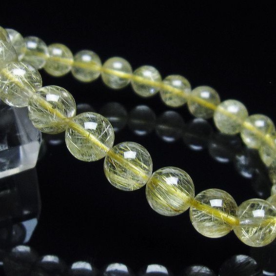 ゴールドタイチンルチル ブレスレット 8mm [t116-12140]