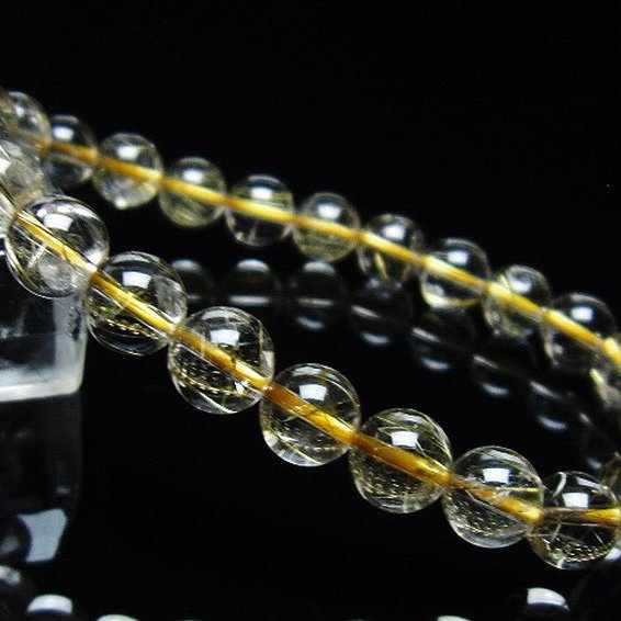 ゴールドタイチンルチル ブレスレット 7mm [T116-12143]