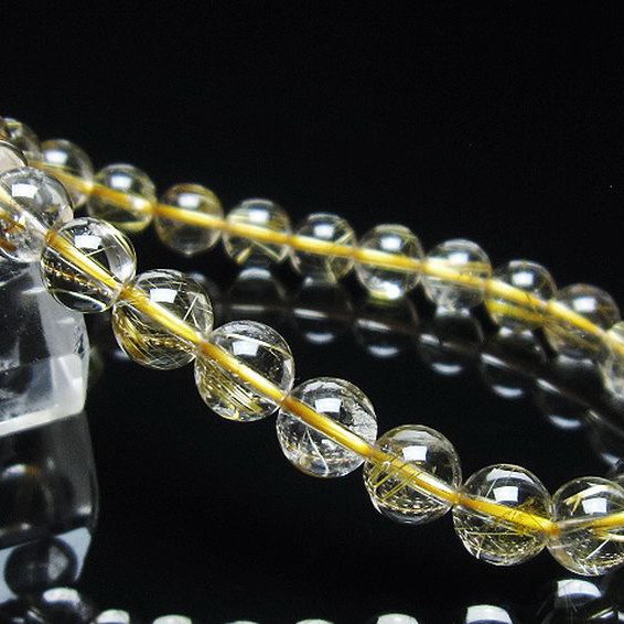 ゴールドタイチンルチル ブレスレット 7mm [T116-12147]