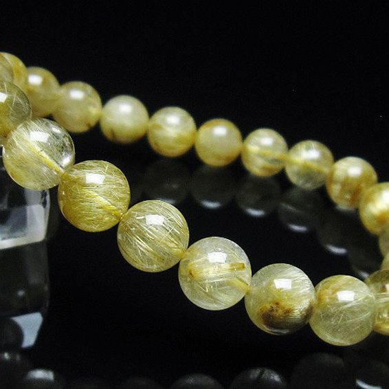 ゴールドタイチンルチル ブレスレット 8mm [t116-12149]