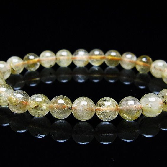 ゴールドタイチンルチル ブレスレット 7mm [T116-12185]