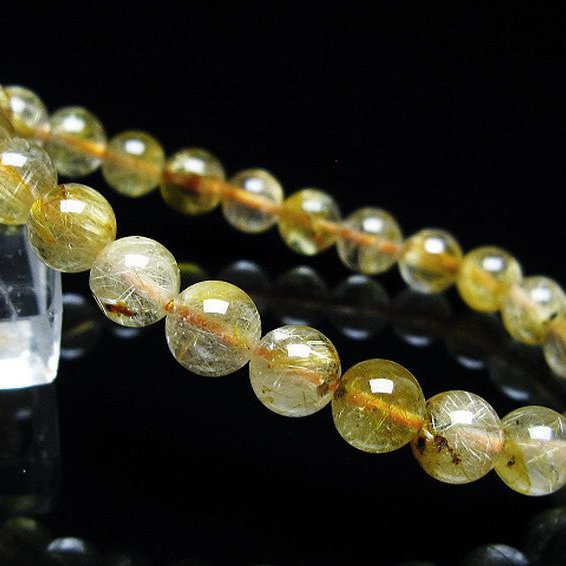 ゴールドタイチンルチル ブレスレット 7mm [T116-12306]