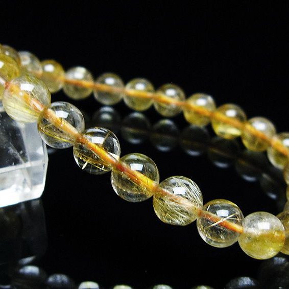 ゴールドタイチンルチル ブレスレット 7mm [t116-12356]