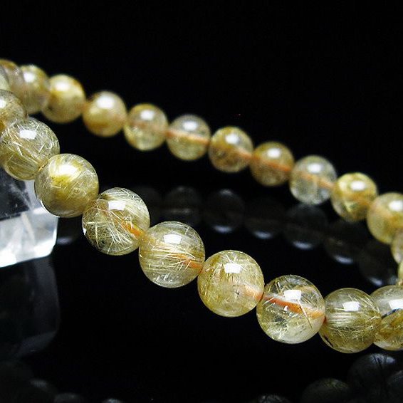 ゴールドタイチンルチル ブレスレット 7mm [T116-12359]