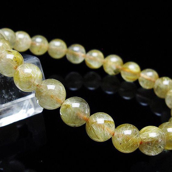 ゴールドタイチンルチル ブレスレット 8mm [t116-12362]