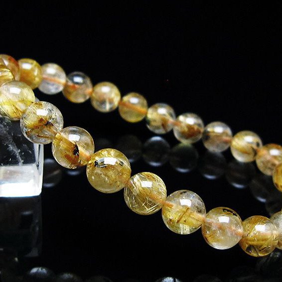 ゴールドタイチンルチル ブレスレット 7mm [T116-12387]