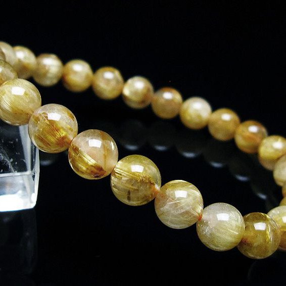 ゴールドタイチンルチル ブレスレット 7mm [T116-12388]