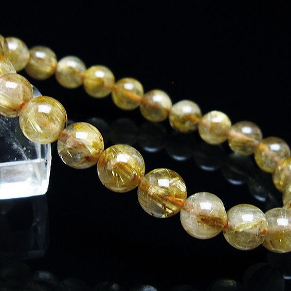 ゴールドタイチンルチル ブレスレット 7mm [T116-12389]