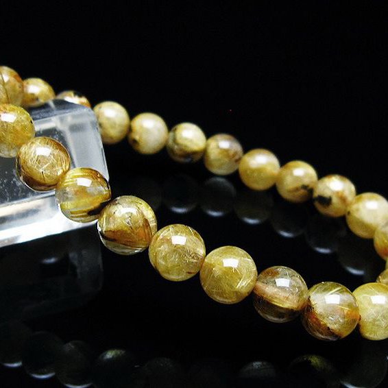 ゴールドタイチンルチル ブレスレット 7mm [T116-12390]