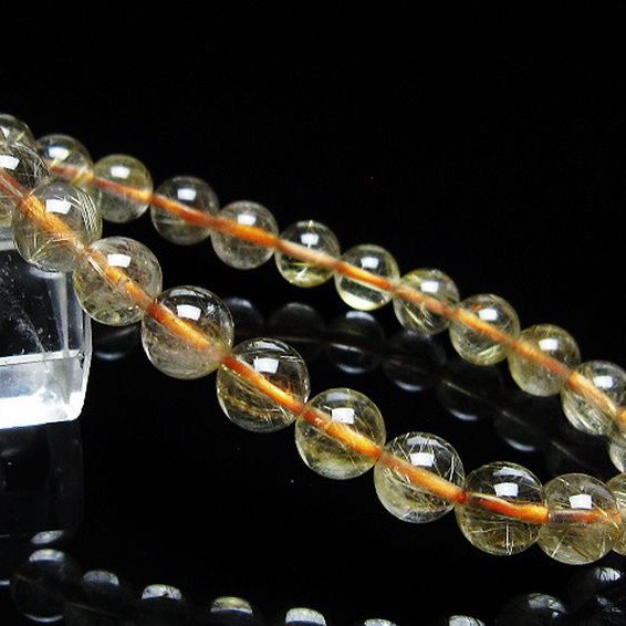 ゴールドタイチンルチル ブレスレット 7mm [t116-12395]