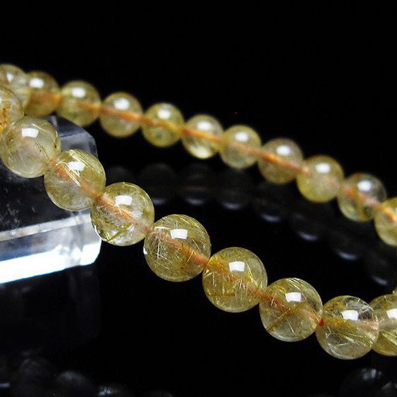 ゴールドタイチンルチル ブレスレット 7mm [T116-12544]