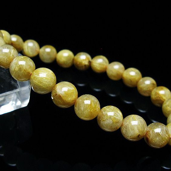 ゴールドタイチンルチル ブレスレット 7mm [T116-12546]
