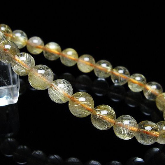 ゴールドタイチンルチル ブレスレット 7mm [T116-12547]