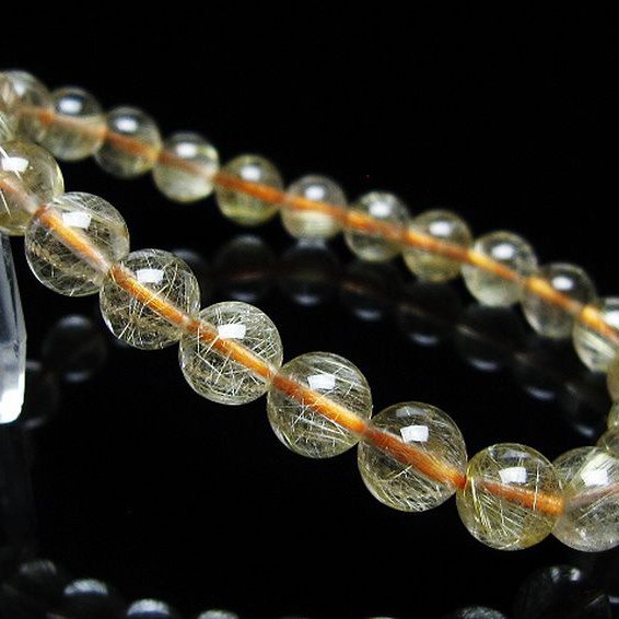 ゴールドタイチンルチル ブレスレット 7mm [t116-12549]