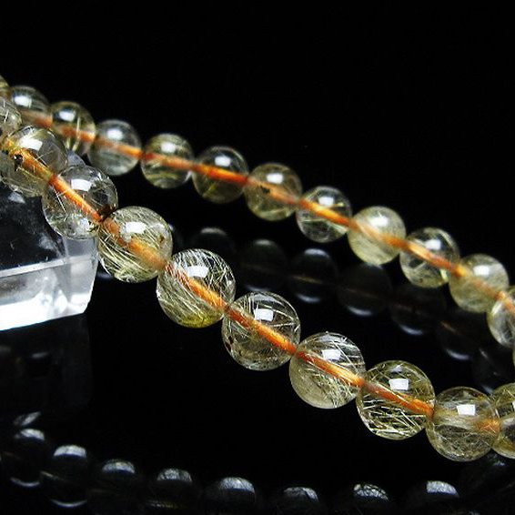 ゴールドタイチンルチル ブレスレット 7mm [T116-12567]