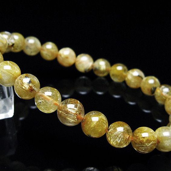 ゴールドタイチンルチル ブレスレット 7mm [t116-12571]