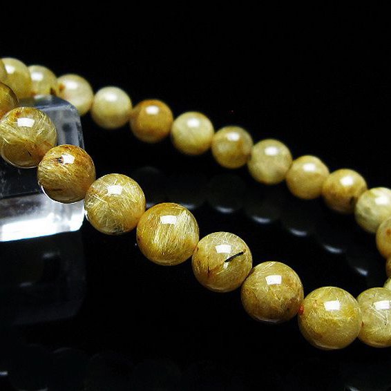 ゴールドタイチンルチル ブレスレット 7mm [T116-12576]