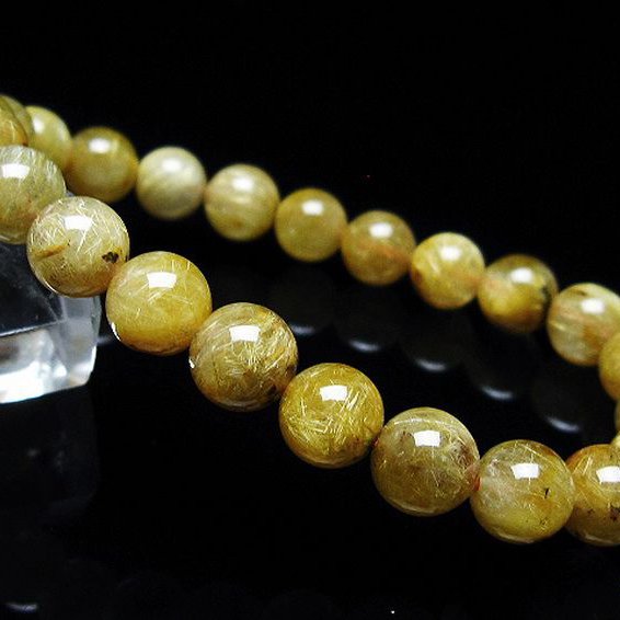 ゴールドタイチンルチル ブレスレット 8mm [T116-12584]