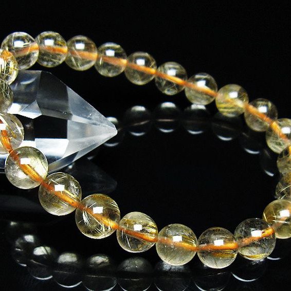 ゴールドタイチンルチル ブレスレット 8mm [t116-12593]