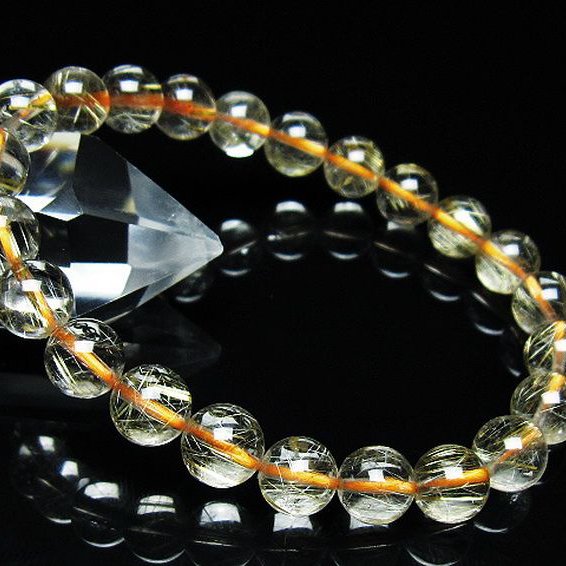 ゴールドタイチンルチル ブレスレット 8mm [t116-12644]