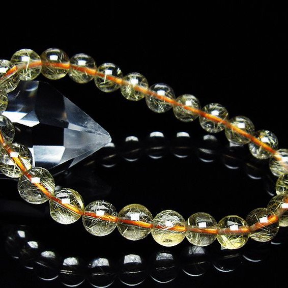 ゴールドタイチンルチル ブレスレット 7mm [t116-12731]