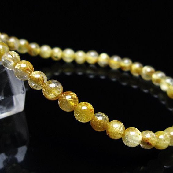 ゴールドタイチンルチル ブレスレット 5mm [T116-12757]