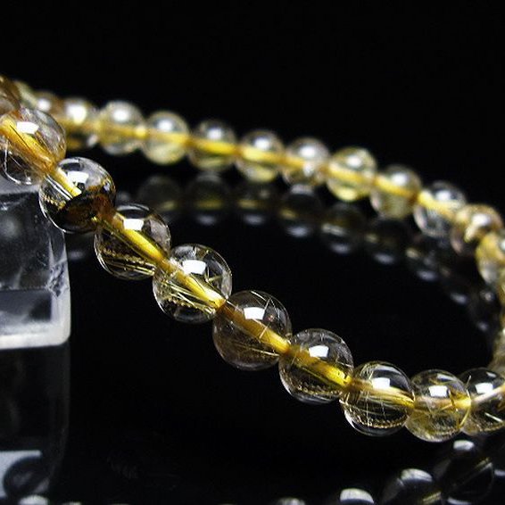 ゴールドタイチンルチル ブレスレット 6mm [t116-12807]