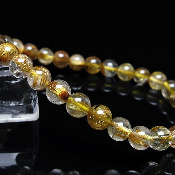 ゴールドタイチンルチル ブレスレット 7mm [T116-12811]