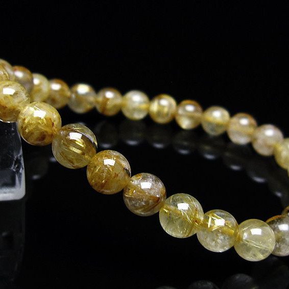 ゴールドタイチンルチル ブレスレット 7mm [T116-12812]