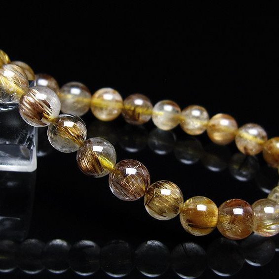 ゴールドタイチンルチル ブレスレット 7mm [t116-12821]