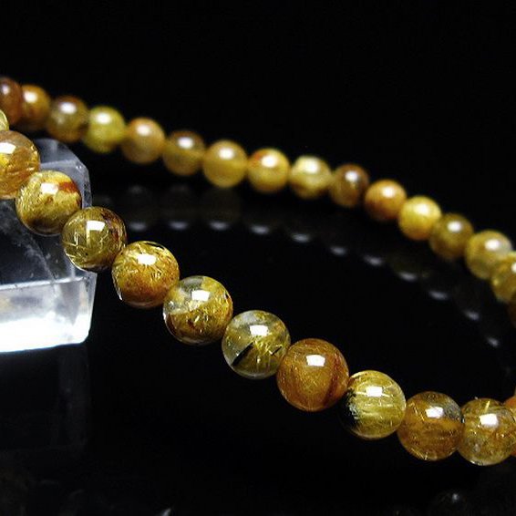ゴールドタイチンルチル ブレスレット 6mm [T116-12865]