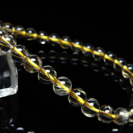 ゴールドタイチンルチル ブレスレット 6mm [t116-12886]