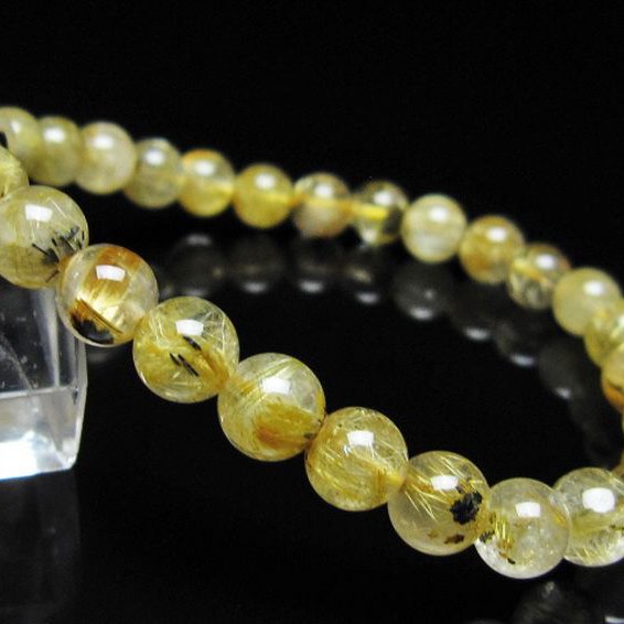 ゴールドタイチンルチル ブレスレット 7mm [t116-12958]